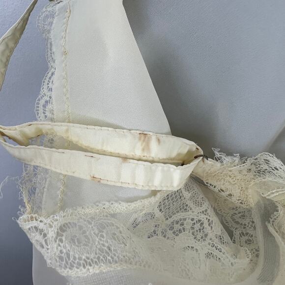 VINTAGE Top Form Ivory Lace Trim Sleep Dress Slip Lingerie VTG Nylon 32 Regular - Picture 7 of 8